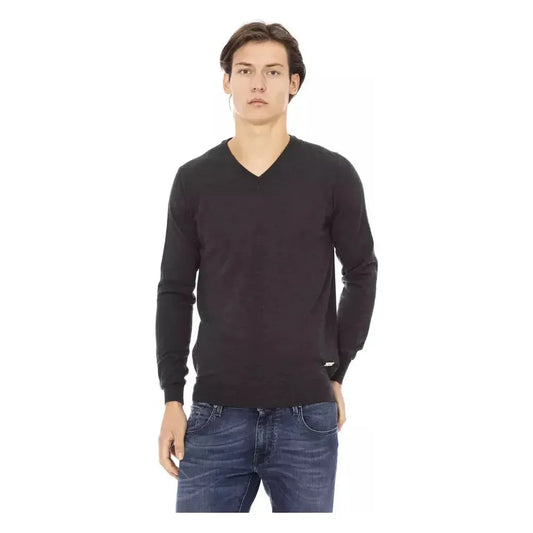 Baldinini Trend Gray Fabric Men Sweater Baldinini Trend Dark Slate Gray