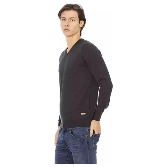 Baldinini Trend Gray Fabric Men Sweater Baldinini Trend Dark Slate Gray