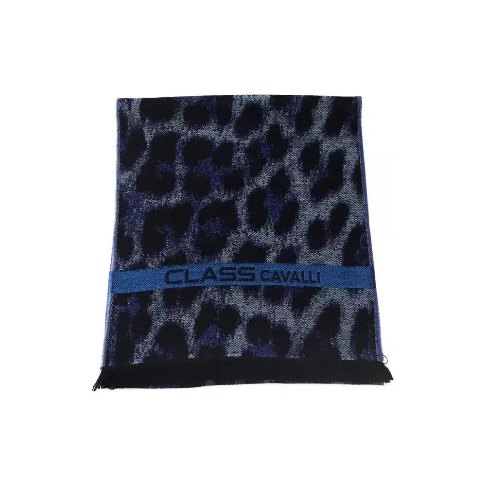 Cavalli Class Blue Wool Scarf