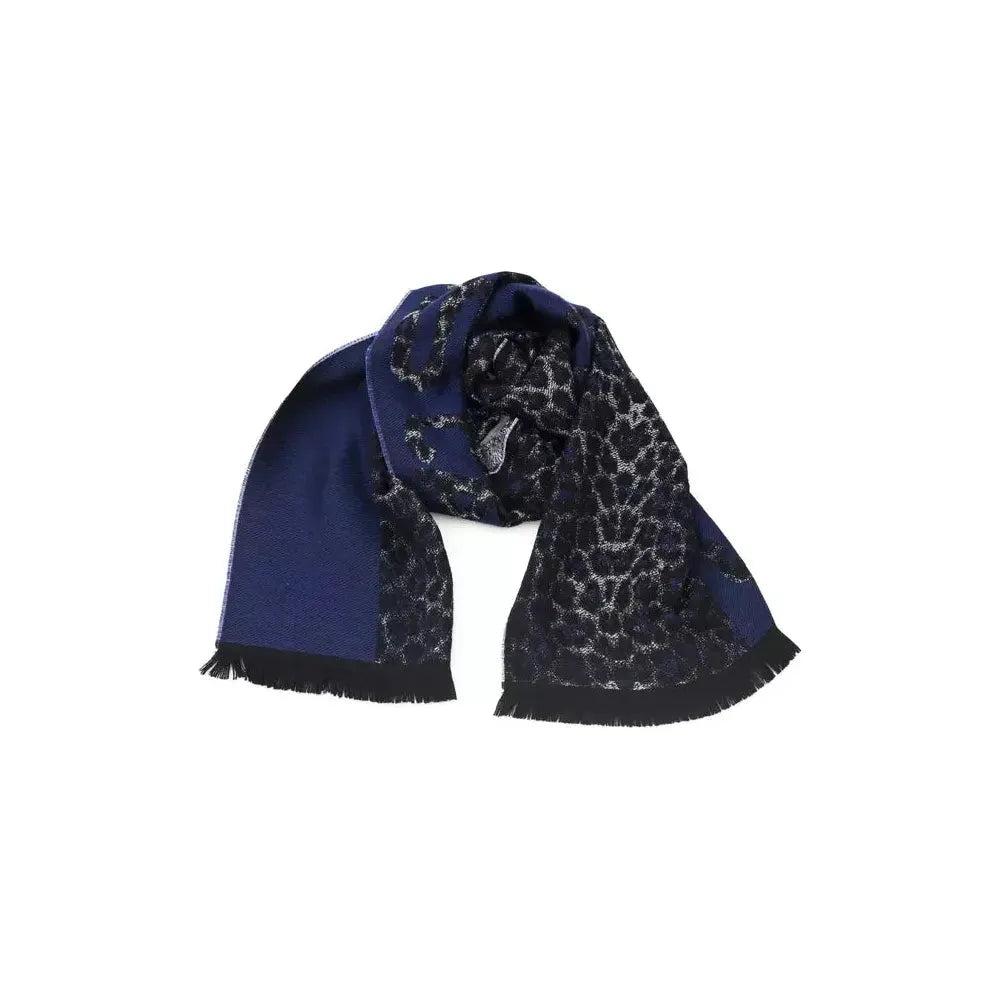 Cavalli Class Blue Wool Scarf