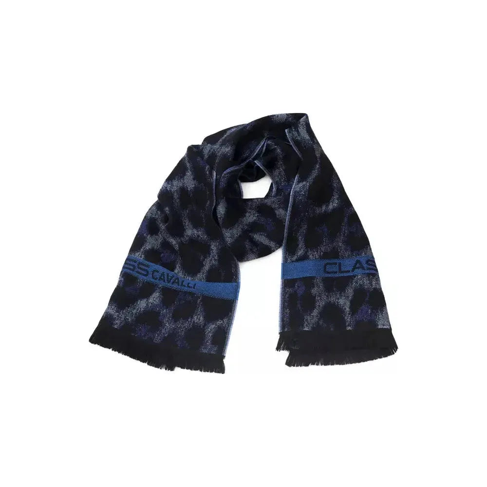 Cavalli Class Blue Wool Scarf