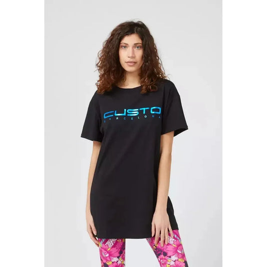 Custo Barcelona Blue Cotton Women T-Shirt Custo Barcelona Light Gray