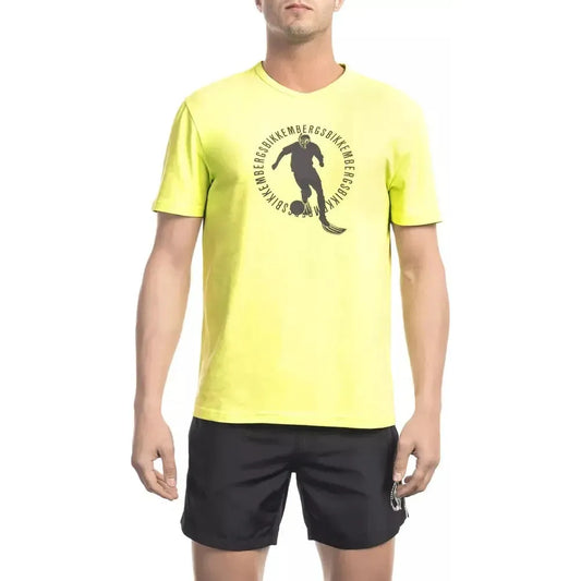Bikkembergs Yellow Cotton Men T-Shirt Bikkembergs Pale Goldenrod