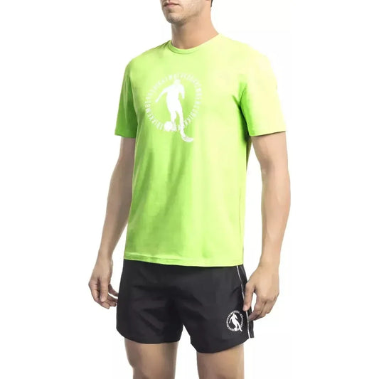 Bikkembergs Green Cotton Men T-Shirt Bikkembergs Light Goldenrod