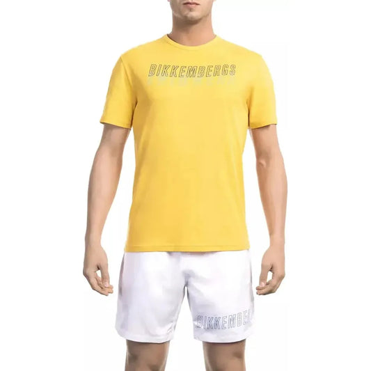 Bikkembergs Yellow Cotton Men T-Shirt Bikkembergs Light Goldenrod