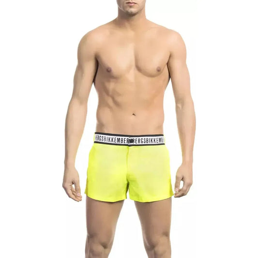 Bikkembergs Yellow Polyamide Men Swimwear Bikkembergs Tan