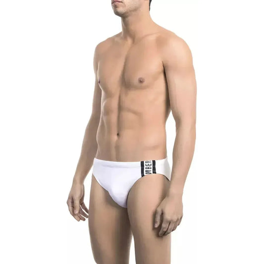 Bikkembergs White Polyamide Men's Swimwear Bikkembergs Rosy Brown