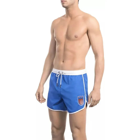 Bikkembergs Blue Polyester Men Swim Short Bikkembergs Tan