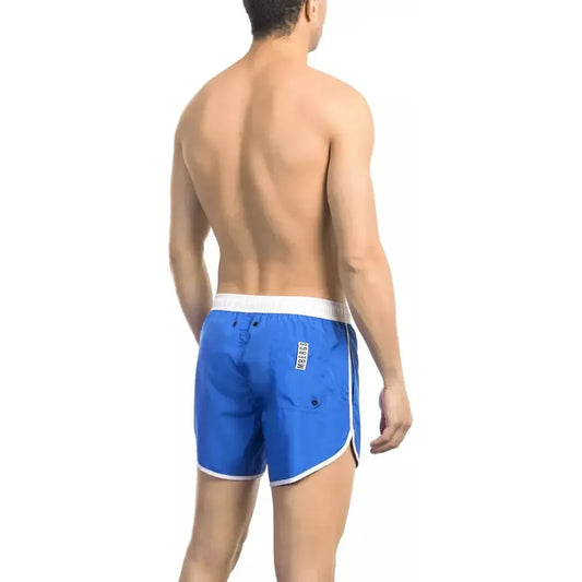 Bikkembergs Blue Polyester Men Swim Short Bikkembergs Tan