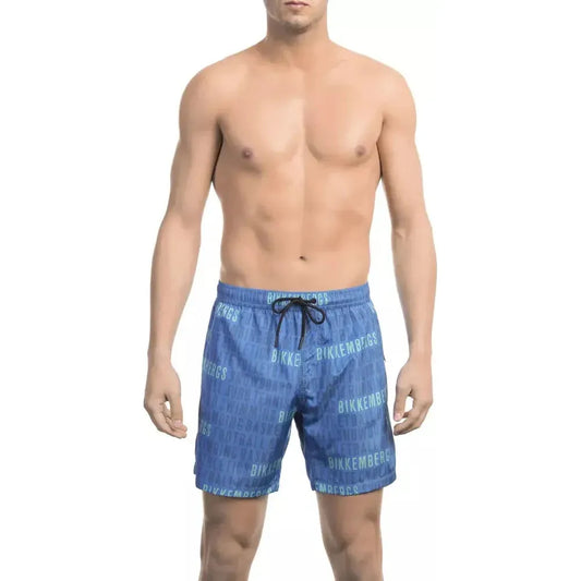 Bikkembergs Blue Polyester Men Swim Short Bikkembergs Rosy Brown