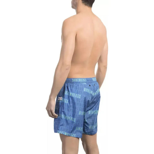 Bikkembergs Blue Polyester Men Swim Short Bikkembergs Tan