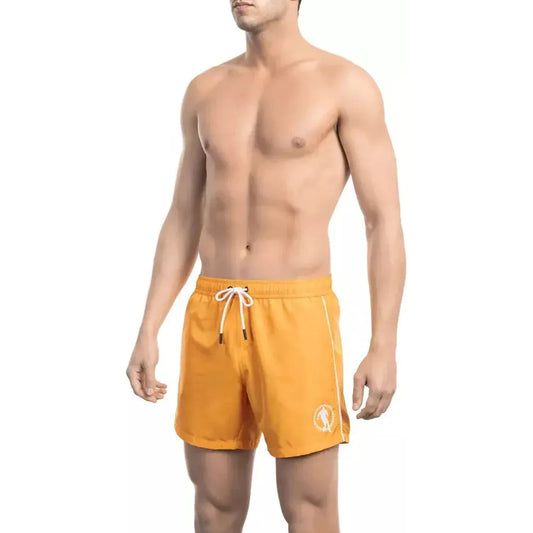 Bikkembergs Orange Polyester Men Swim Short Bikkembergs Tan