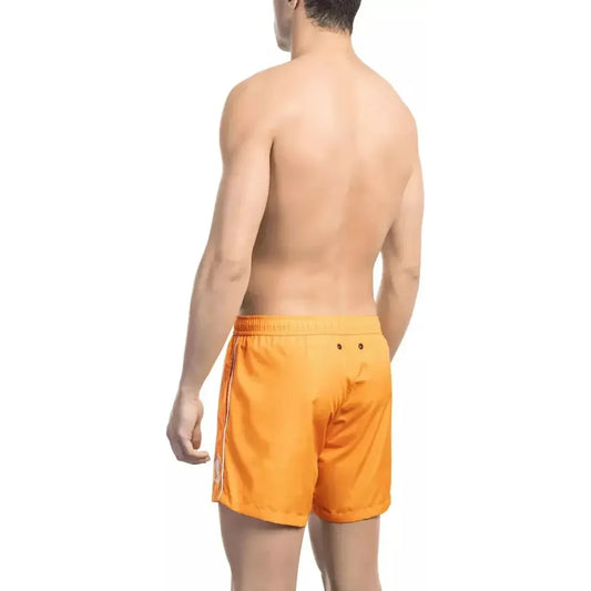 Bikkembergs Orange Polyester Men Swim Short Bikkembergs Tan