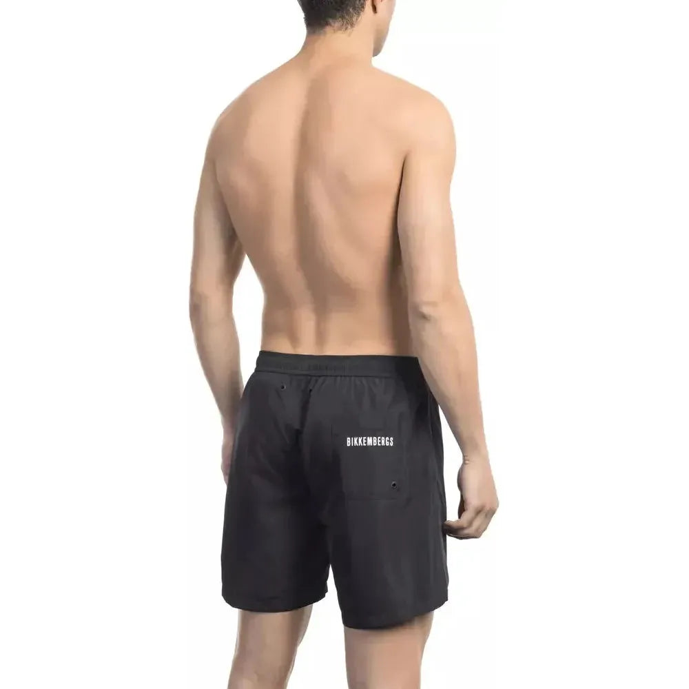 Bikkembergs Black Polyester Men Swim Short BI-22004-S
