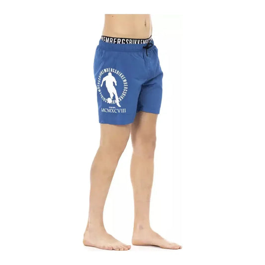 Bikkembergs Blue Polyester Men Swim Short Bikkembergs Dark Slate Blue
