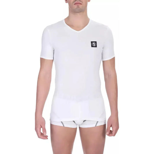 Bikkembergs White Cotton Men T-Shirt Bikkembergs Lavender