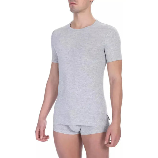 Bikkembergs Gray Cotton Men T-Shirt Bikkembergs Gray