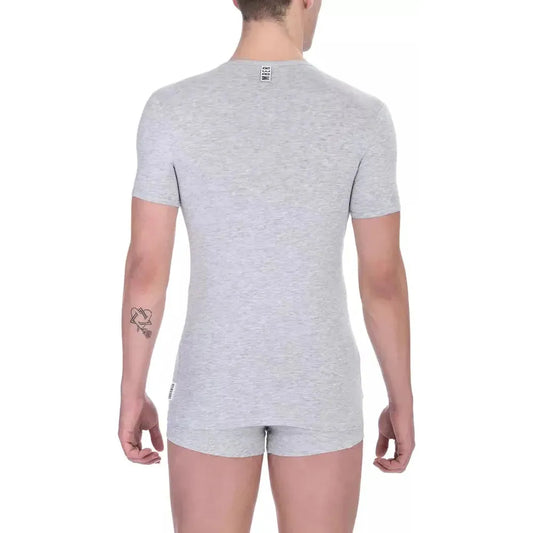 Bikkembergs Gray Cotton Men T-Shirt Bikkembergs Gray