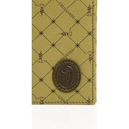 Trussardi Green Leather Men Wallet Wallet Trussardi Dark Khaki