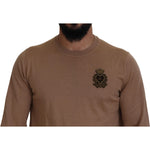 Dolce & Gabbana Beige Cashmere Crown Logo Pullover Sweater