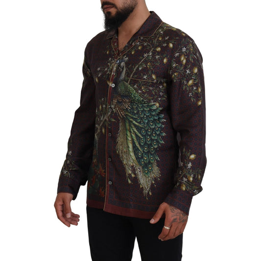 Dolce & Gabbana Elegant Silk Satin Men's Pajama Style Shirt Dolce & Gabbana Black