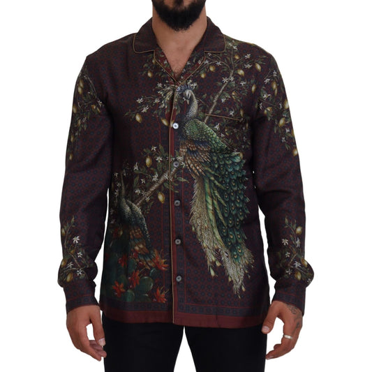 Dolce & Gabbana Elegant Silk Satin Men's Pajama Style Shirt Dolce & Gabbana Black