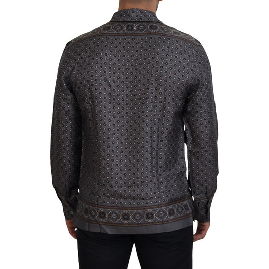 Dolce & Gabbana Elegant Silk Satin Baroque Shirt Dolce & Gabbana Dark Slate Gray