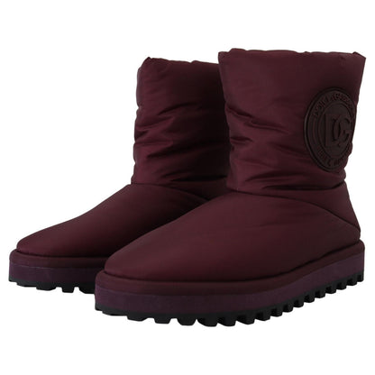 Dolce & Gabbana Bordeaux Nylon Boots Padded Mid Shoes