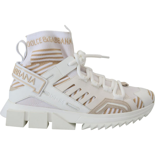 Dolce & Gabbana Elegant White Beige SORRENTO Sneakers Dolce & Gabbana Gray