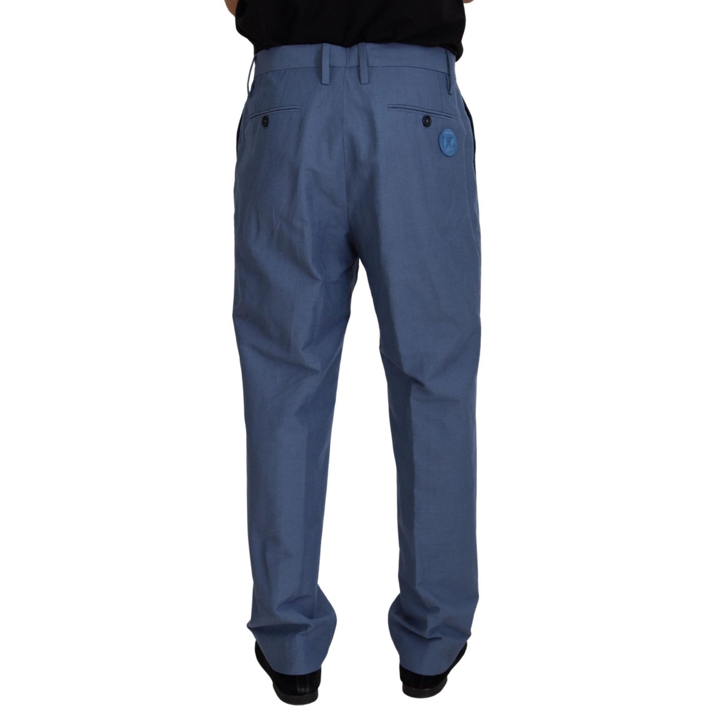 Dolce & Gabbana Blue Linen Chino Men Formal Pants