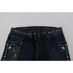 Dolce & Gabbana Blue Cotton Studded Low Waist Denim Jeans