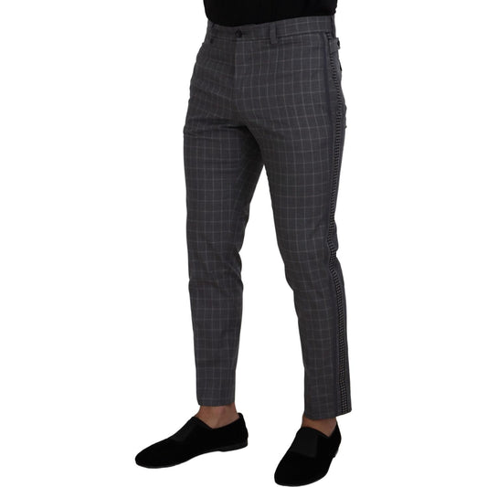 Dolce & Gabbana Elegant Checkered Cotton Pants for Men Dolce & Gabbana Dark Slate Gray