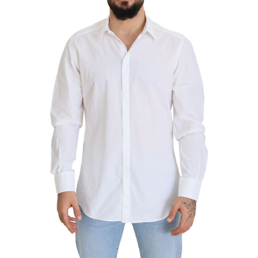 Dolce & Gabbana Elegance Reimagined White Cotton Dress Shirt Dolce & Gabbana Light Gray