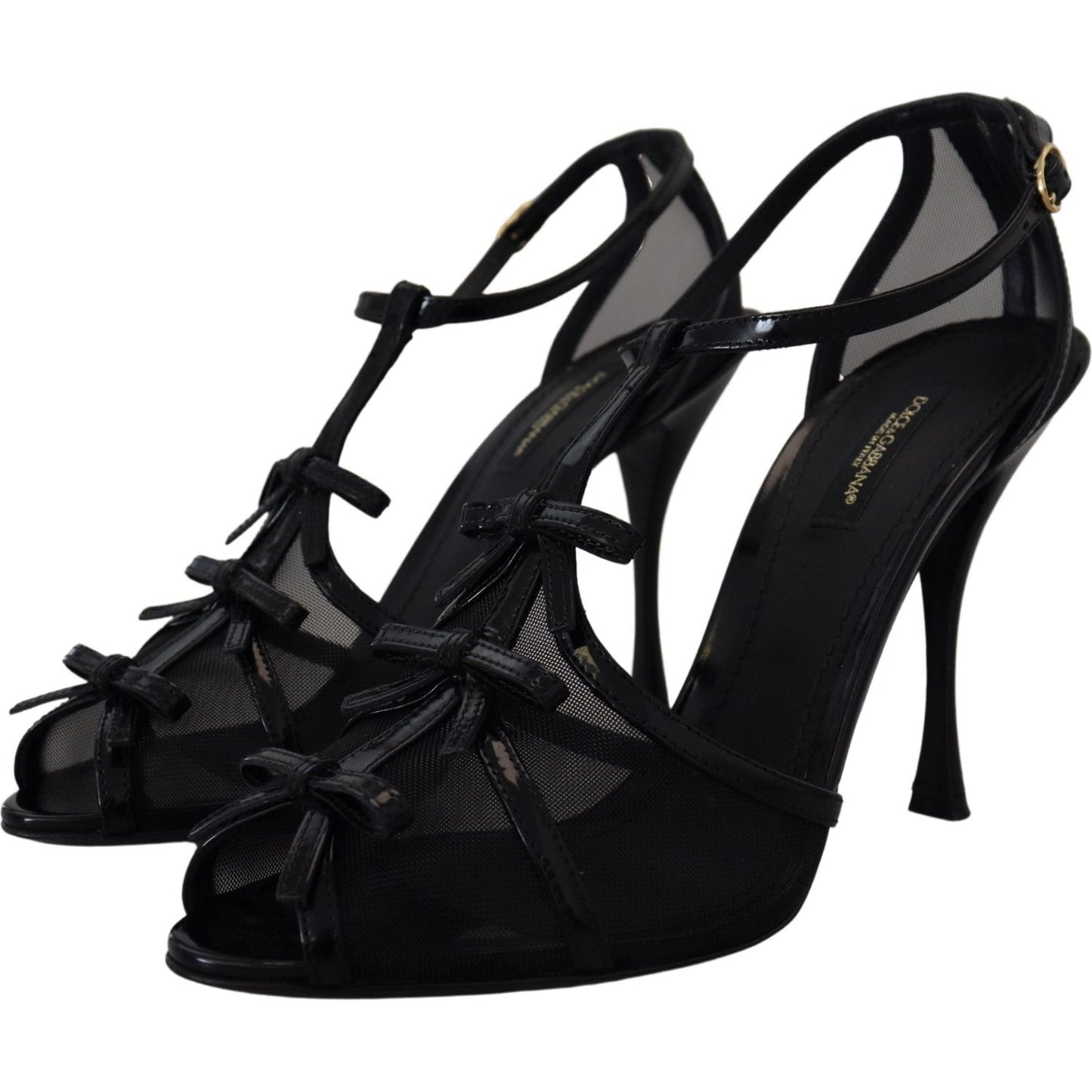 Dolce & Gabbana Black Stiletto High Heels Sandals Shoes LA10014 - 38