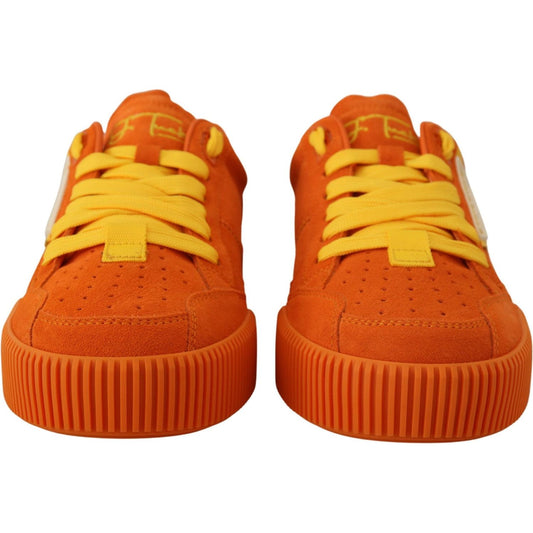 Dolce & Gabbana Chic Orange Suede Lace-Up Sneakers Dolce & Gabbana Firebrick