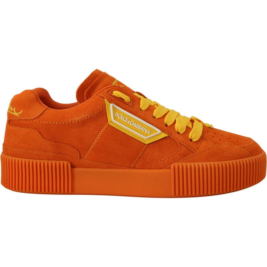 Dolce & Gabbana Chic Orange Suede Lace-Up Sneakers Dolce & Gabbana Firebrick