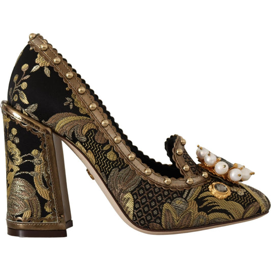 Dolce & Gabbana Elegant Gold Jacquard Brocade Pumps Dolce & Gabbana Dark Slate Gray