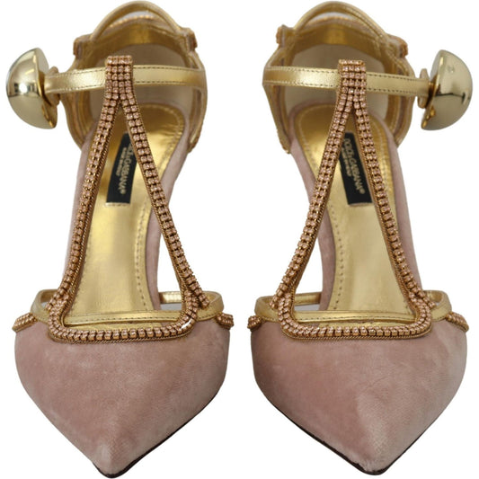 Dolce & Gabbana Elegant Pink Crystal Pumps with High Heels Dolce & Gabbana Dim Gray