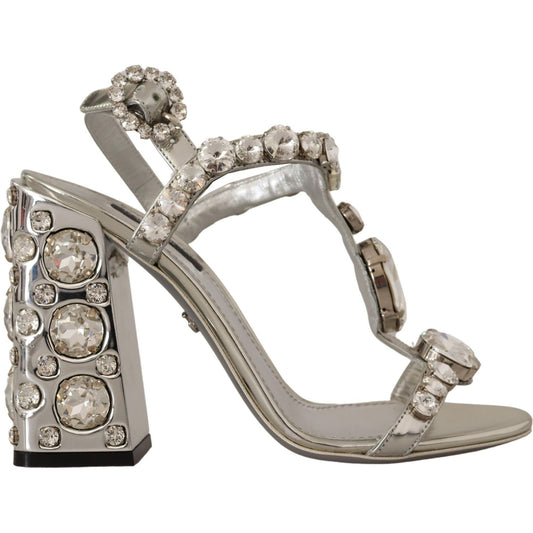 Dolce & Gabbana Crystal-Embellished Silver Leather Pumps Dolce & Gabbana Rosy Brown