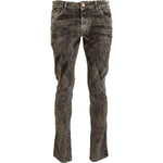Acht Gray Washed Cotton Corduroy Slim Fit Men Jeans