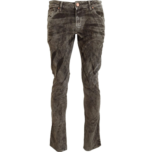 Acht Elegant Grey Corduroy Pants with Modern Twist Acht Dark Slate Gray