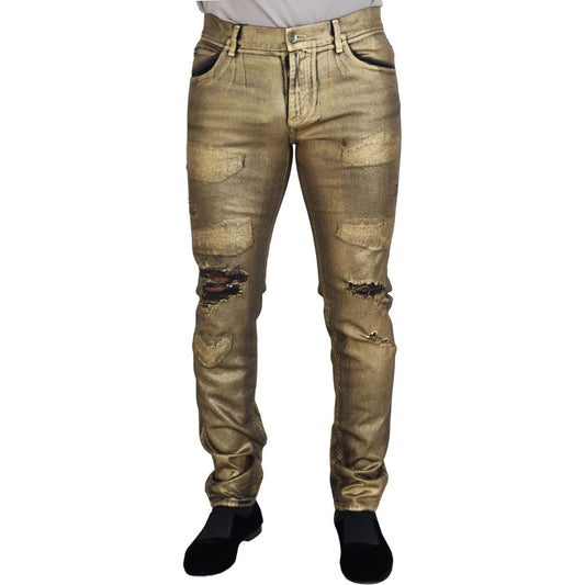 Dolce & Gabbana Elegant Gold Denim Elegance Dolce & Gabbana Dim Gray
