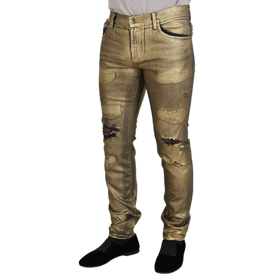 Dolce & Gabbana Elegant Gold Denim Elegance Dolce & Gabbana Dim Gray