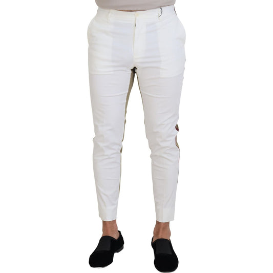 Dolce & Gabbana Two-Tone White & Brown Chic Cotton Pants Dolce & Gabbana Light Gray