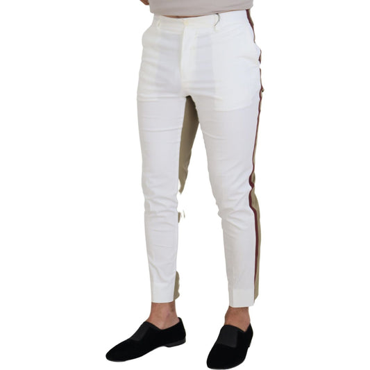 Dolce & Gabbana Two-Tone White & Brown Chic Cotton Pants Dolce & Gabbana Light Gray