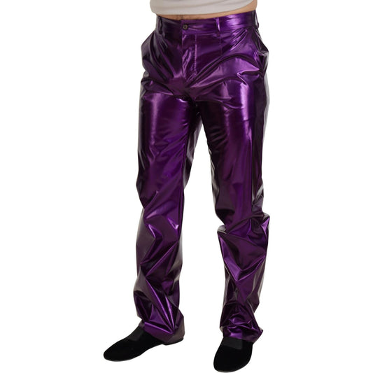 Dolce & Gabbana Elegant Shining Purple Straight Fit Pants Dolce & Gabbana Dark Slate Gray