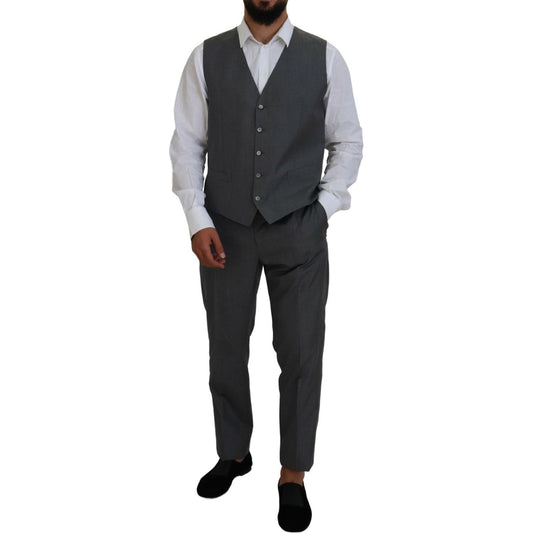 Dolce & Gabbana Sleek Silver Martini Slim Fit Three-Piece Suit Dolce & Gabbana Dark Slate Gray