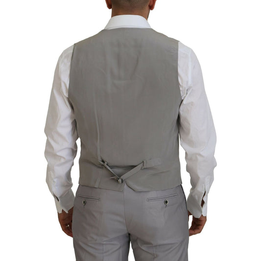 Dolce & Gabbana Elegant Silver Slim Fit Three-Piece Suit Dolce & Gabbana Dim Gray