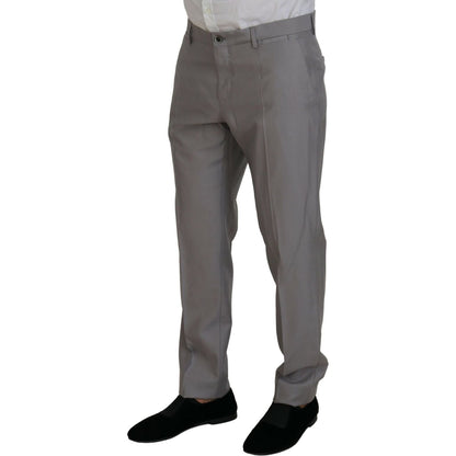 Dolce & Gabbana Silver Wool Silk 3 Piece Slim Fit Suit