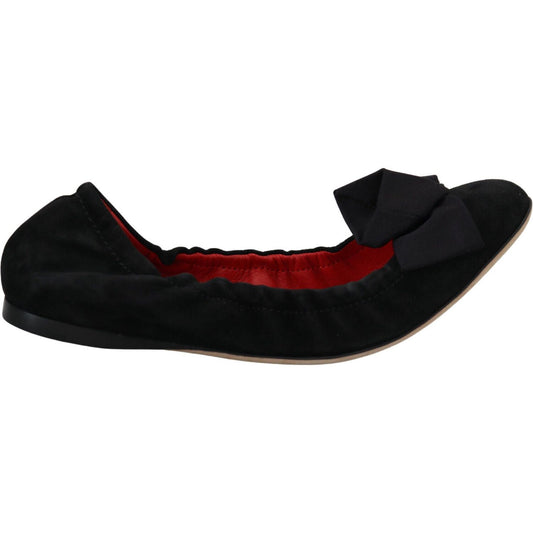 Dolce & Gabbana Black Suede Flat Slip On Ballet Shoes